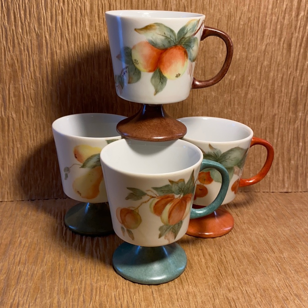 Vintage Hand Painted Footed Cups, 1975